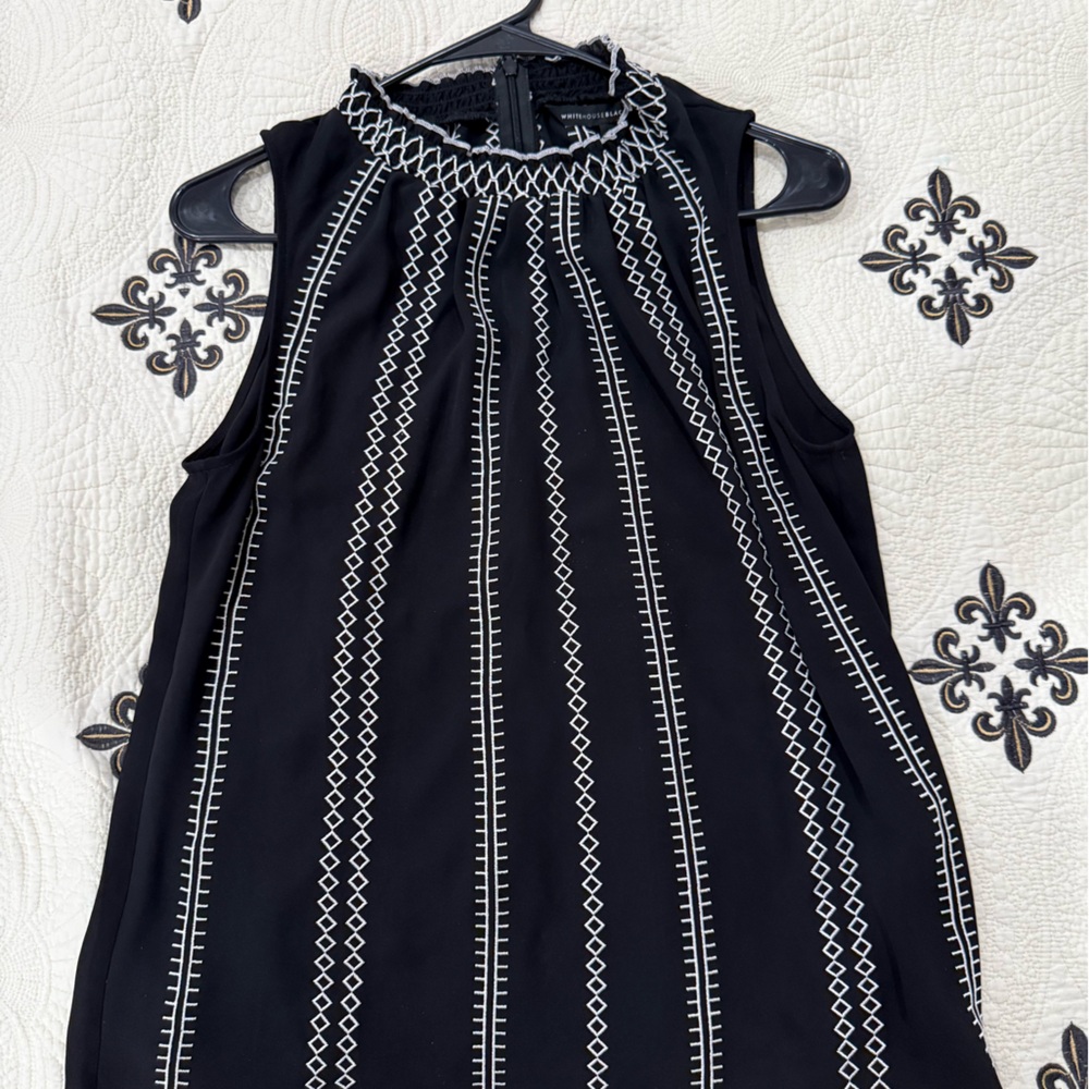 White House Black Market Black and White dress top
